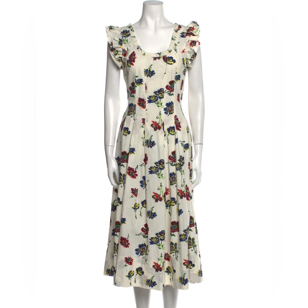 Ulla Johnson Cream Floral Midi Dress